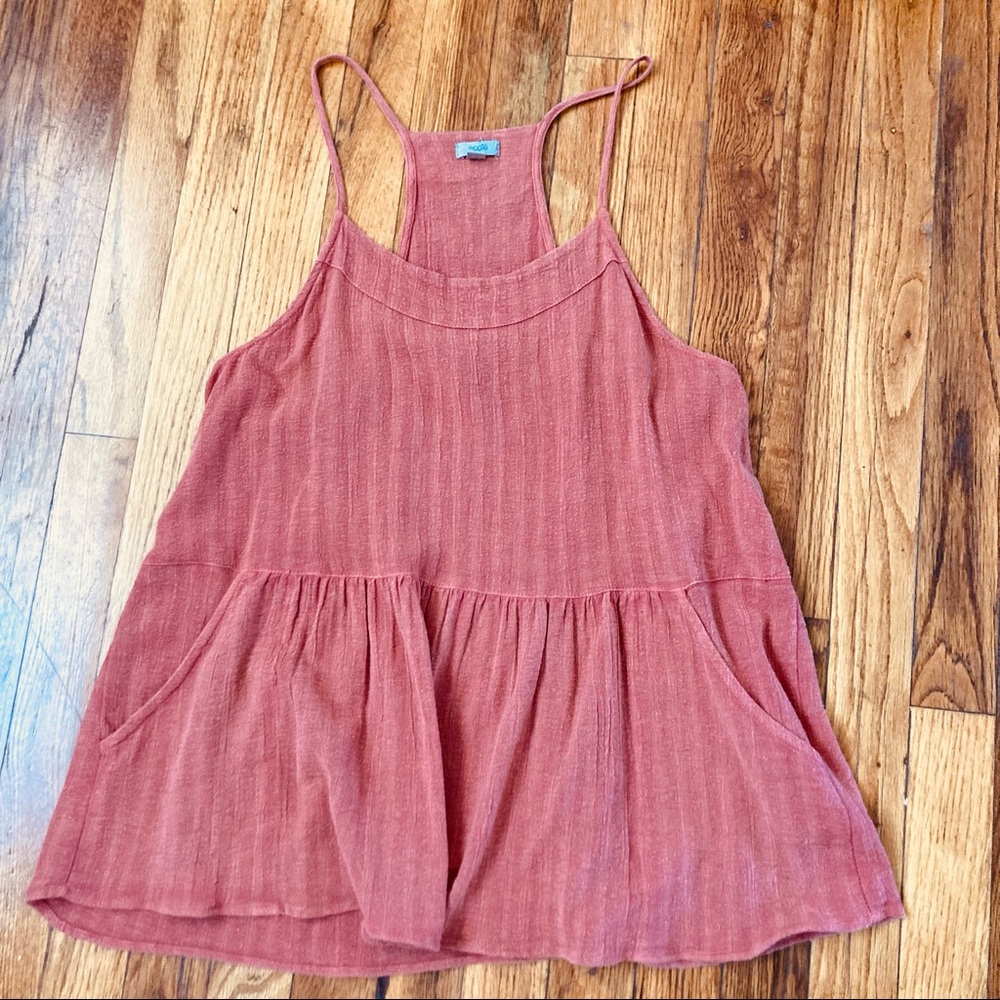Ecote gauzy babydoll tank top with pockets